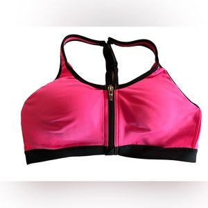 VICTORIA SECRET SPORT VSX zip front hot pink athletic yoga bra underwire NWOT